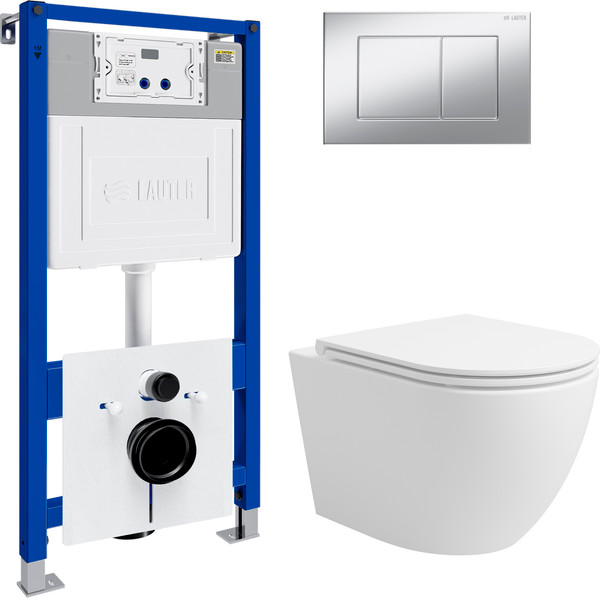 Унитаз подвесной с инсталляцией Lauter Vortex 2110830 с кнопкой 219703J - фото