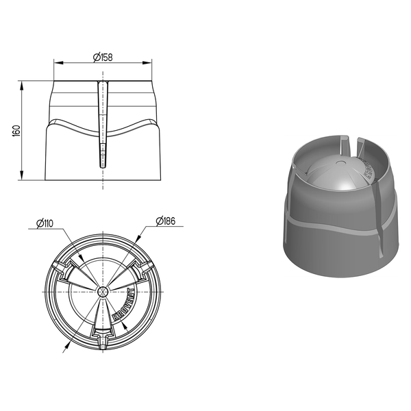 Колпак для вентиляционного выхода Krovent HupCap New RAL 3009