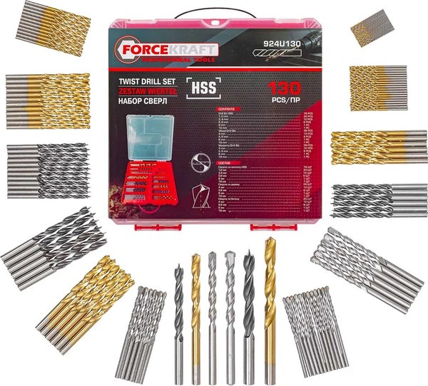 Набор сверл ForceKraft FK-924U130