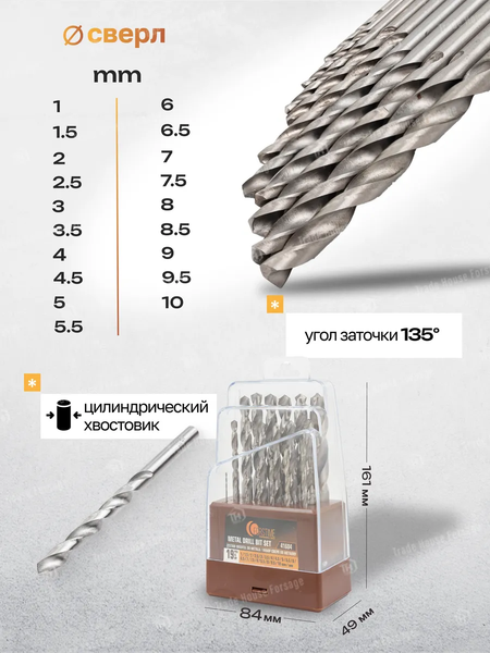 Набор сверл Forstime 60 685 / FT-41604