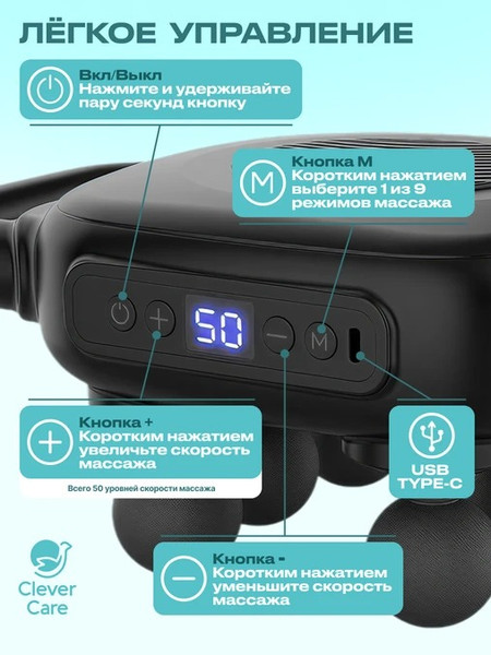 Массажер электронный CleverCare Galaxy 6 heads / CC-G6H 