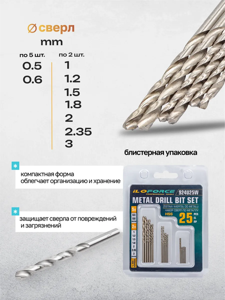 Набор сверл ILOforce 60 700 / IF-924U25W