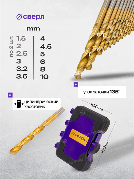 Набор сверл Megatools 60 707 / MT-924U15