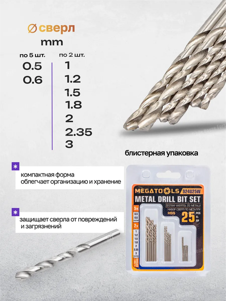 Набор сверл Megatools 60 710 / MT-924U25W