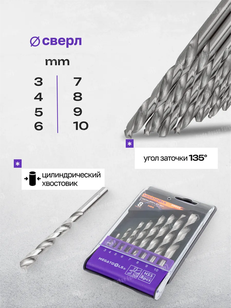 Набор сверл Megatools 60 712 / MT-DBS08