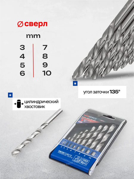 Набор сверл Yataforce YF-DBS08