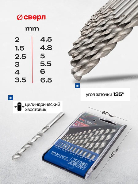 Набор сверл Yataforce YF-DBS13