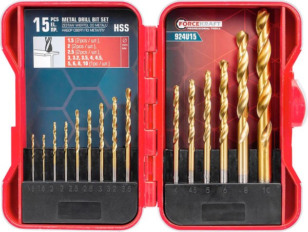 Набор сверл ForceKraft FK-924U15 - фото