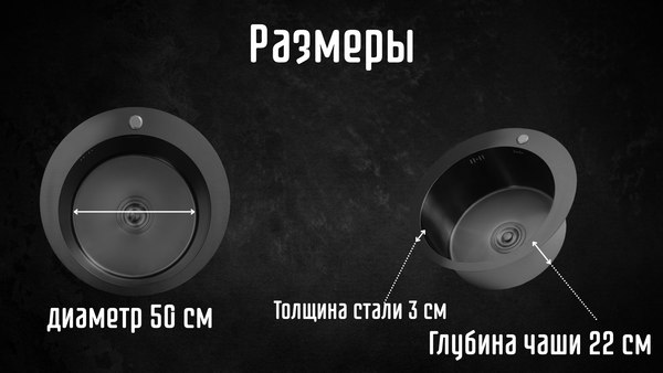 Мойка кухонная Astir PVD Black 50x50RB