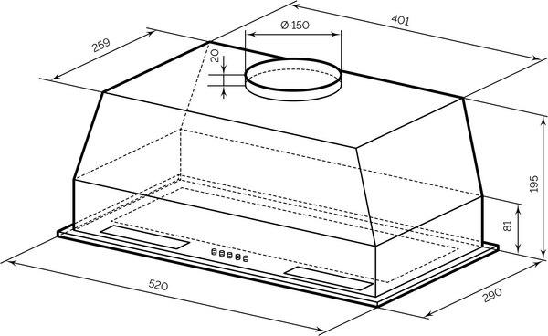 Вытяжка скрытая Lex Hyper 600 BL