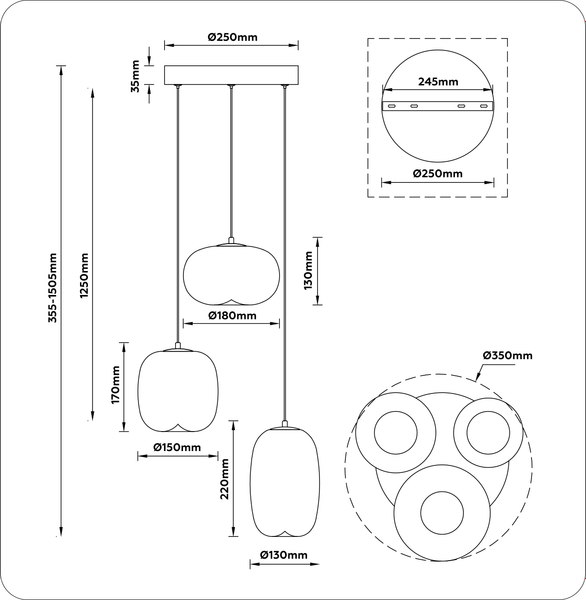 Люстра Ambrella LH11105/3 BS/TI (латунь/янтарь)