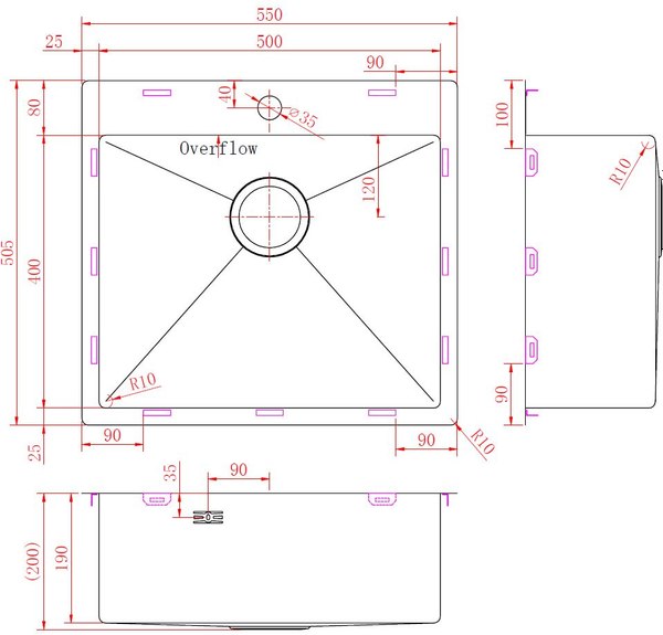 Мойка кухонная ZORG ZRN 5055 Premium PVD Gold