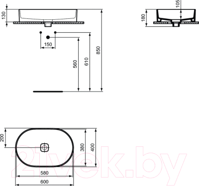 Умывальник Ideal Standard Strada II Oval Vesse T298101