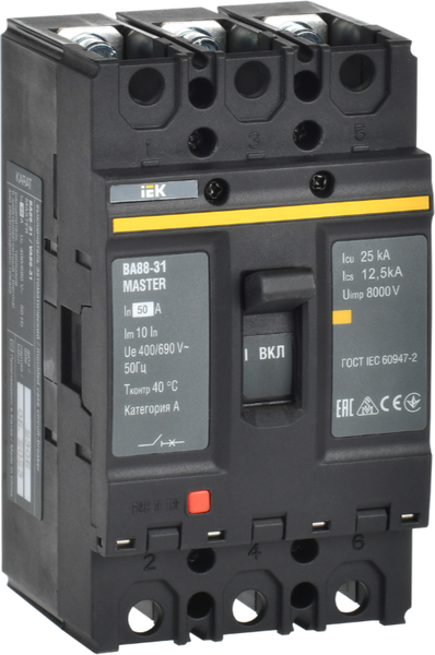 Выключатель автоматический IEK ВА88-31 3Р 50А 25кА / SVA00-3-0050-02 - фото