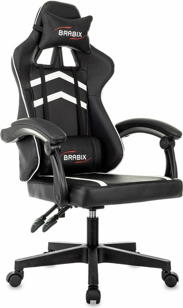 Кресло геймерское Brabix GM-123 / 533191 (черный/белый) - фото