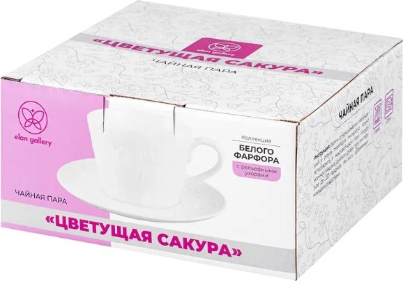 Чашка с блюдцем Elan Gallery Цветущая сакура / 630088