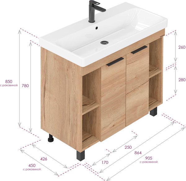 Тумба под умывальник Onika Легран 90