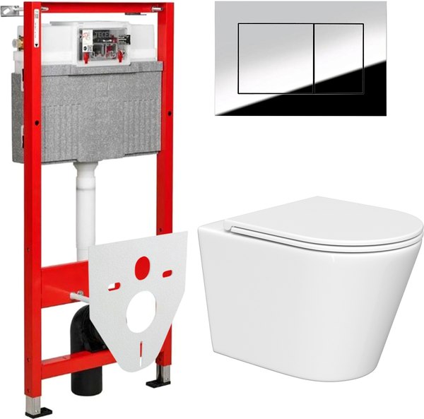 Унитаз подвесной с инсталляцией Lauter Longer 2110822 + TECE Kit 9400412 с кнопкой - фото