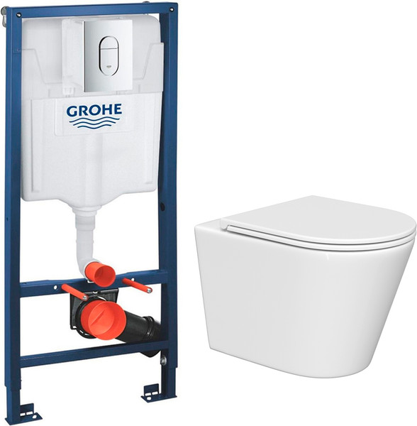 Унитаз подвесной с инсталляцией Lauter Longer 2110822 + GROHE Rapid SL 39504000 с кнопкой - фото
