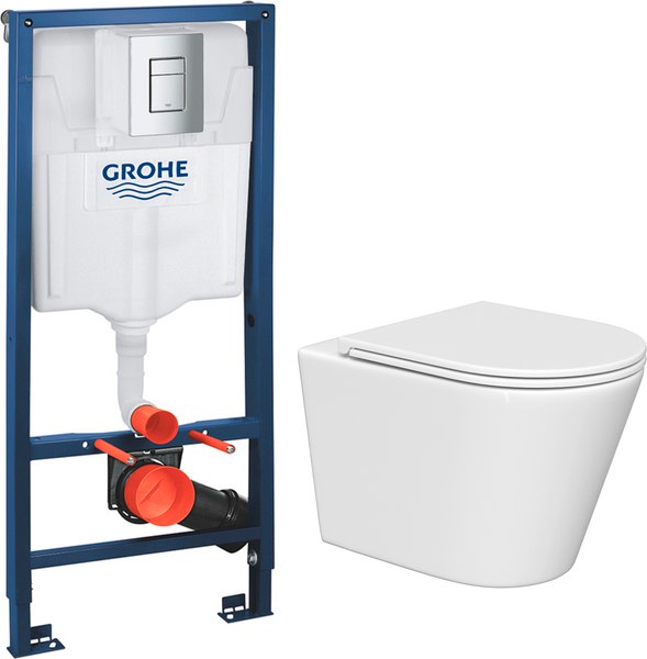 Унитаз подвесной с инсталляцией Lauter Longer 2110822 + GROHE Rapid SL 38772001 с кнопкой - фото