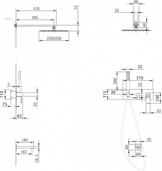 Душевая система со смесителем Abber Daheim AF8217SP