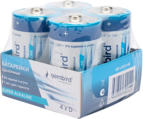 Комплект батареек Gembird GB-LR20-4B