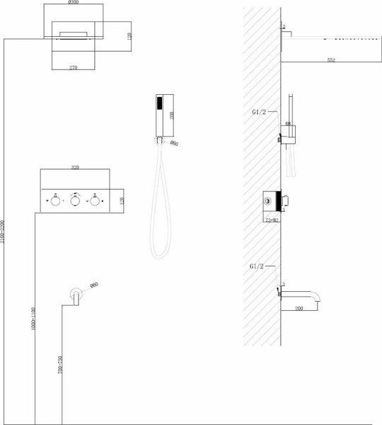 Душевая система со смесителем Abber Wasser Kreis AF8150NG