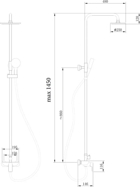 Душевая система со смесителем Abber Weiss Insel AF8020FWL