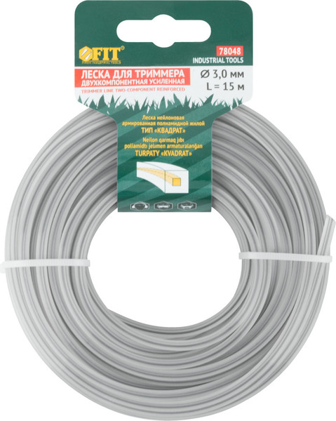 Леска для триммера FIT Квадрат 3.0мм / 78048 - фото