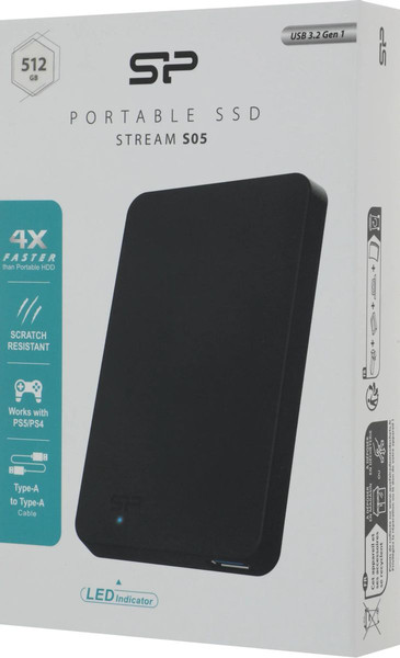 Внешний жесткий диск Silicon Power Stream S05 512GB (SP512GBPSDS05SAK)