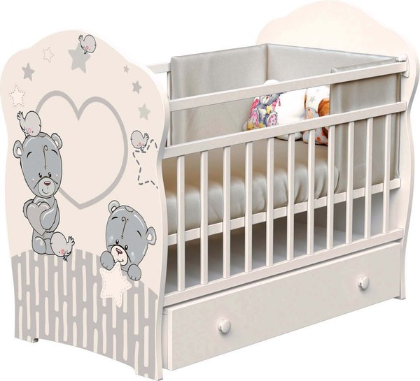 Детская кроватка VDK Forever friеnds фигурнаяспинка, маятник, ящик, опускная планка - фото