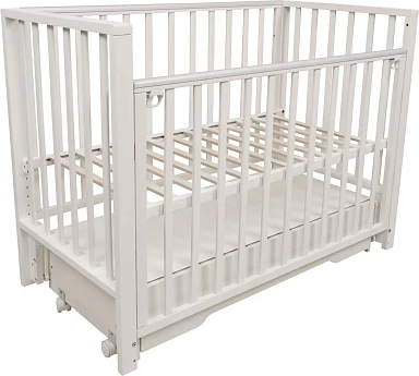 Детская кроватка INDIGO Norden универсальный маятник+колеса, ящик - фото