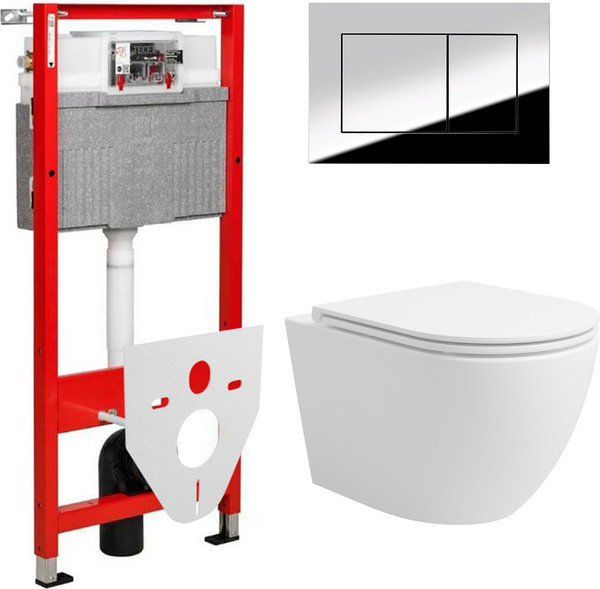 Унитаз подвесной с инсталляцией Lauter Vortex 2110830 + TECE Kit 9400412 с кнопкой - фото