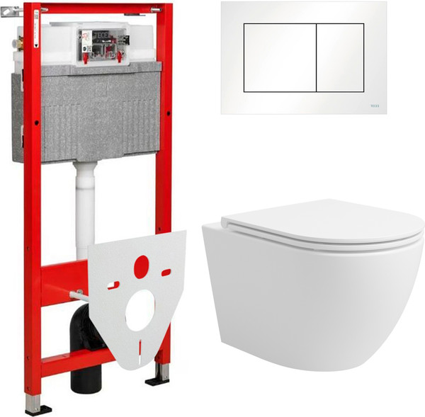 Унитаз подвесной с инсталляцией Lauter Vortex 2110830 + TECE Kit 9400413 с кнопкой - фото