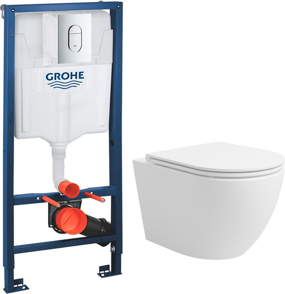 Унитаз подвесной с инсталляцией Lauter Vortex 2110830 + GROHE Rapid SL 39504000 с кнопкой - фото