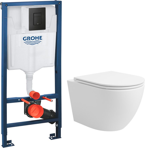 Унитаз подвесной с инсталляцией Lauter Vortex 2110830 + GROHE Solido 38811KF0 с кнопкой - фото