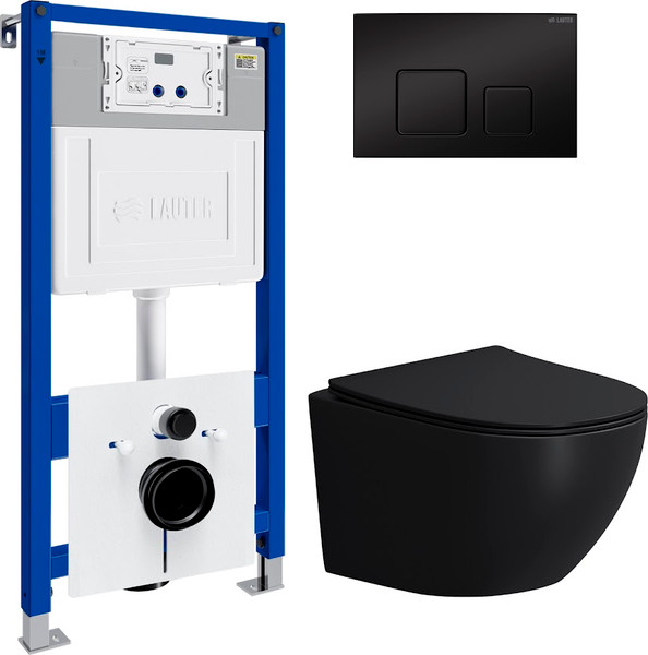Унитаз подвесной с инсталляцией Lauter Sulzdorf 21103001B с кнопкой 219704F - фото