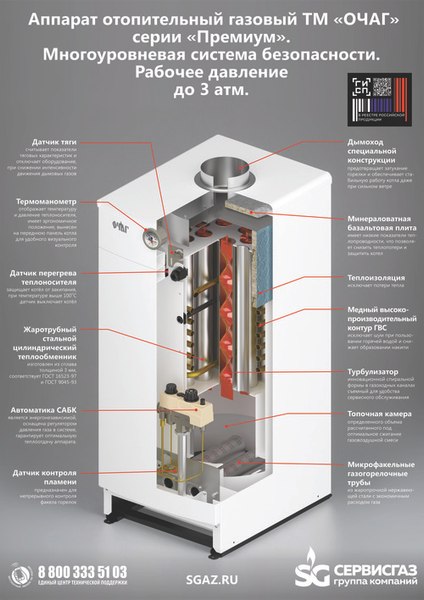 Газовый котел Очаг Премиум АОГВ-8 Е