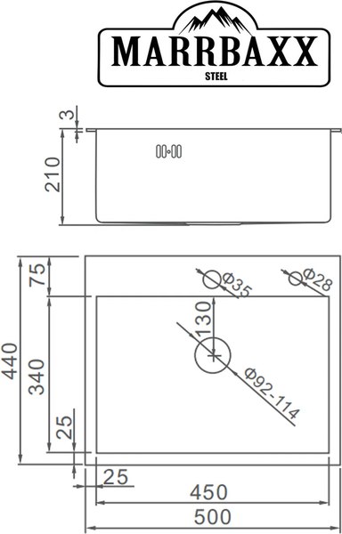 Мойка кухонная Marrbaxx C5044-R / C5044-MR