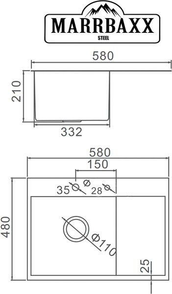 Мойка кухонная Marrbaxx C5848L-R / C5848L-MR