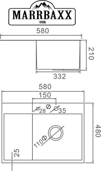 Мойка кухонная Marrbaxx C5848R-R / C5848R-MR