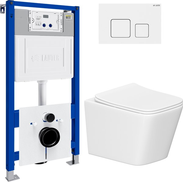 Унитаз подвесной с инсталляцией Lauter Square 214903 с кнопкой 219702F