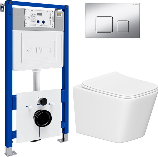 Унитаз подвесной с инсталляцией Lauter Square 214903 с кнопкой 219703F