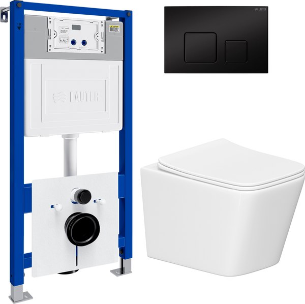 Унитаз подвесной с инсталляцией Lauter Square 214903 с кнопкой 219704F