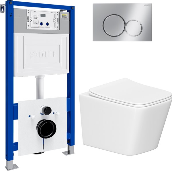 Унитаз подвесной с инсталляцией Lauter Square 214903 с кнопкой 219701E - фото