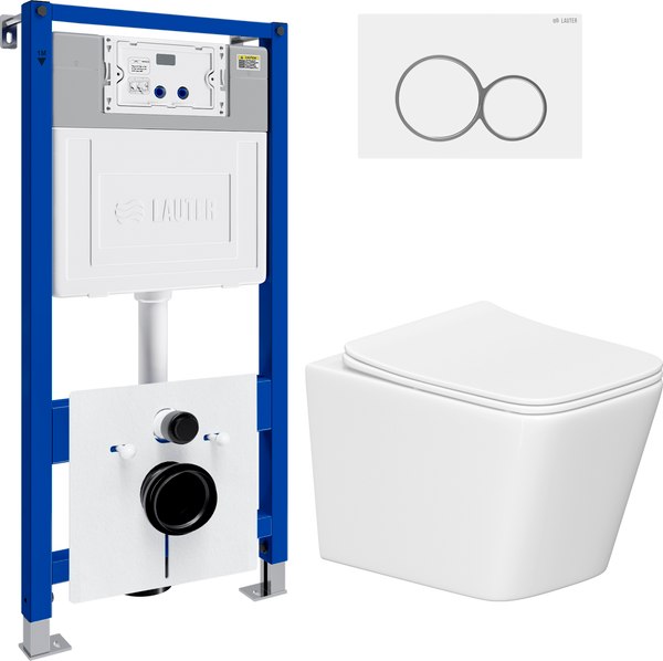Унитаз подвесной с инсталляцией Lauter Square 214903 с кнопкой 219702E