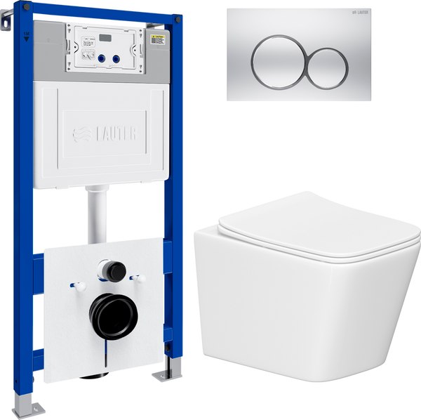 Унитаз подвесной с инсталляцией Lauter Square 214903 с кнопкой 219703E - фото