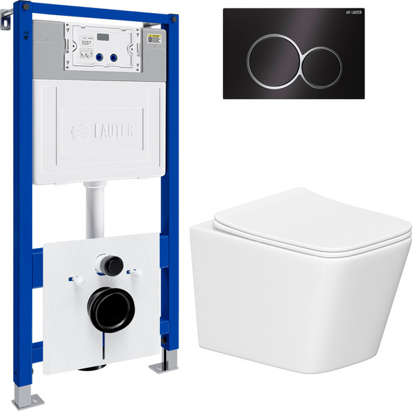 Унитаз подвесной с инсталляцией Lauter Square 214903 с кнопкой 219704E - фото