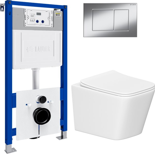 Унитаз подвесной с инсталляцией Lauter Square 214903 с кнопкой 219701J - фото