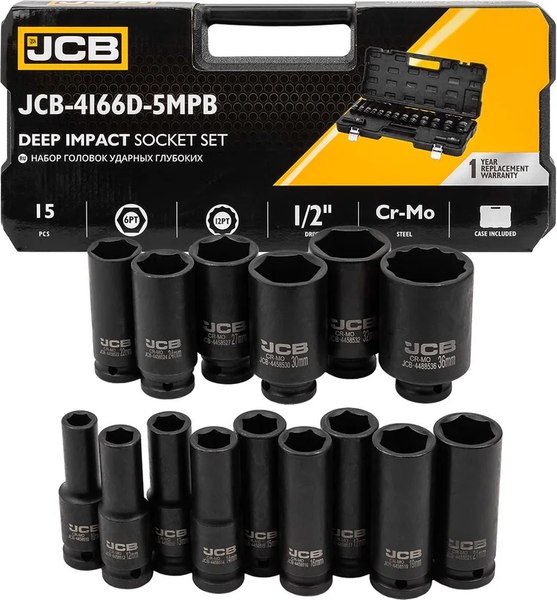 Набор головок слесарных JCB JCB-4166D-5MPB - фото